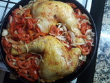 Pollo al horno con verduras y arroz con limón para acompañar