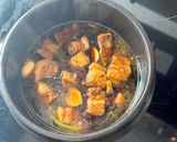 A picture of step 2 of Chinese Braised Pork Belly (very hands off).