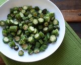 A picture of step 2 of Rice with Bhindi (Okra)  Stir fry.