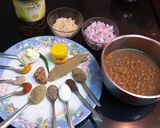 A picture of step 1 of Himachali Khatta (sweet and sour black chick peas).