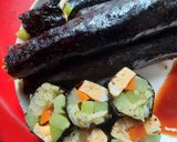 Hình bước làm 2 của món Keto Canh nấm gà + kimbap rau củ