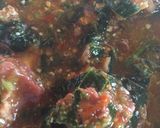 A picture of step 1 of Okra soup with ugu n beef.