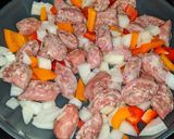 A picture of step 3 of Sausage Peppers and Onions.