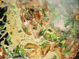 Pollo a la crema y verdeo con papas