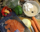 Foto del paso 1 de la receta: Verduras salteadas, salmón y arroz trufado