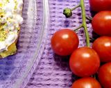 A picture of step 4 of Toasts with Cottage Cheese, Cherry Tomatoes, Guacamole, and More.