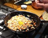 A picture of step 5 of Brown Rice with Stir-Fried Shiitake Mushrooms.