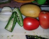 A picture of step 1 of Mango pico de gallo salsa.