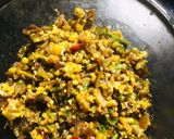 A picture of step 3 of Plantain Peel thoran (kerala style).