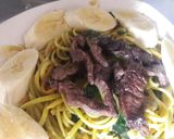 Foto del paso 5 de la receta: Espaguetis con champiñones en salsa de espinaca y cúrcuma
