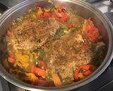 Une image de l'étape 11 de Côtes de porc aux poivrons, coriandre, ail fumé et épices cajun.