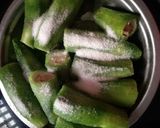 A picture of step 2 of Bharva Bharela karela.