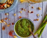 A picture of step 4 of Fresh Basil pesto.