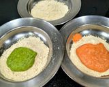 तिरंगी पूरी साथ में आलू मटर टमाटर की तिरंगी सब्जी - 80वां स्वतंत्रता दिवस स्पेशल रेसिपी चरण 3 फोटो