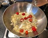 A picture of step 5 of Penne al'arrabiata (pasta with a spicy tomato sauce).