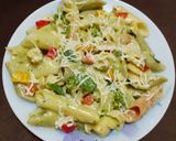 A picture of step 7 of Tricolour Pesto Pasta.