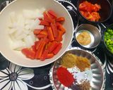 A picture of step 1 of Gajar Mooli Matar Sabzi.