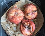 A picture of step 2 of Saturn Peaches with Prosciutto and Yorkshire Blue.