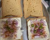 A picture of step 2 of Chilli Cheese Toast on tawa.