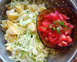 A picture of step 1 of Cabbage potato and Spring onion subji.