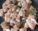A picture of step 1 of Cashew chicken.