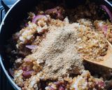 A picture of step 3 of Thai Laab with chicken breast and quinoa.