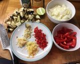 A picture of step 1 of Coconut & Lime Dhal with Aubergines & Peppers.