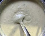 A picture of step 2 of Bhagar Dosa with potato and green chatani.