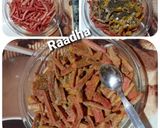 A picture of step 1 of Non-oil or less oil carrot radish pickle.