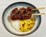 A picture of step 7 of Tsukune (Japanese style turkey meatballs).