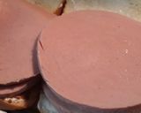 A picture of step 2 of Boiled Bologna Sandwiches thick cut.