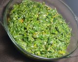 A picture of step 5 of Traditional veges (cowpeas leaves,miro,dodo).
