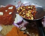 A picture of step 7 of Alo baingan gosht (mutton gravy).