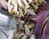 A picture of step 2 of Mocha(banana flower) narikel (coconut) chochori.
