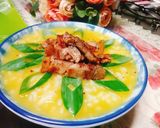 Hình bước làm 7 của món Cháo bí đỏ thịt rang
