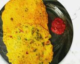 A picture of step 6 of Besan chilla.