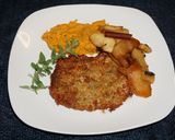 A picture of step 4 of Pork Cutlets with Sweet Potato Purée and Caramelized Apples - Jon Style.