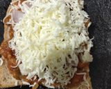 A picture of step 3 of Left over Pav bhaji cheese toast.