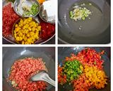 A picture of step 2 of Moong chilla with stuffing.
