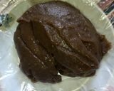 A picture of step 3 of Amala with dry okro soup.
