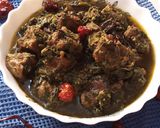 A picture of step 12 of Kashmiri Palak Gosht (Spinachmeat).