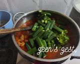 A picture of step 3 of Hyderabadi Gosht Bhindi ki Besan Kadhi.