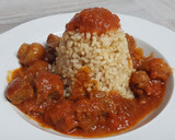 Foto del paso 7 de la receta: Ternera en salsa de tomate con champiñones y arroz integral