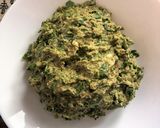 A picture of step 1 of Kothimbir Mutkule (Maharashtrian Style Coriander Leaves Fritters).