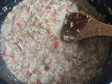 Risotto de champiñones y pimentón rojo