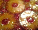 A picture of step 6 of Simple Memorial Day pineapple upside down cake in a cast iron sk.