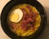 A picture of step 3 of Noodle Soup with Serrano Ham and Hard-Boiled Egg.