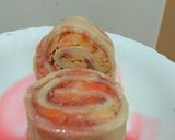 A picture of step 9 of Swiss roll ice cream cake#icecream fanatics.
