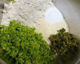 A picture of step 4 of Methi Mutter Dhokla.