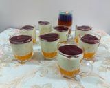 A picture of step 2 of Fruit custard with orange jelly and strawberry palm sauce.